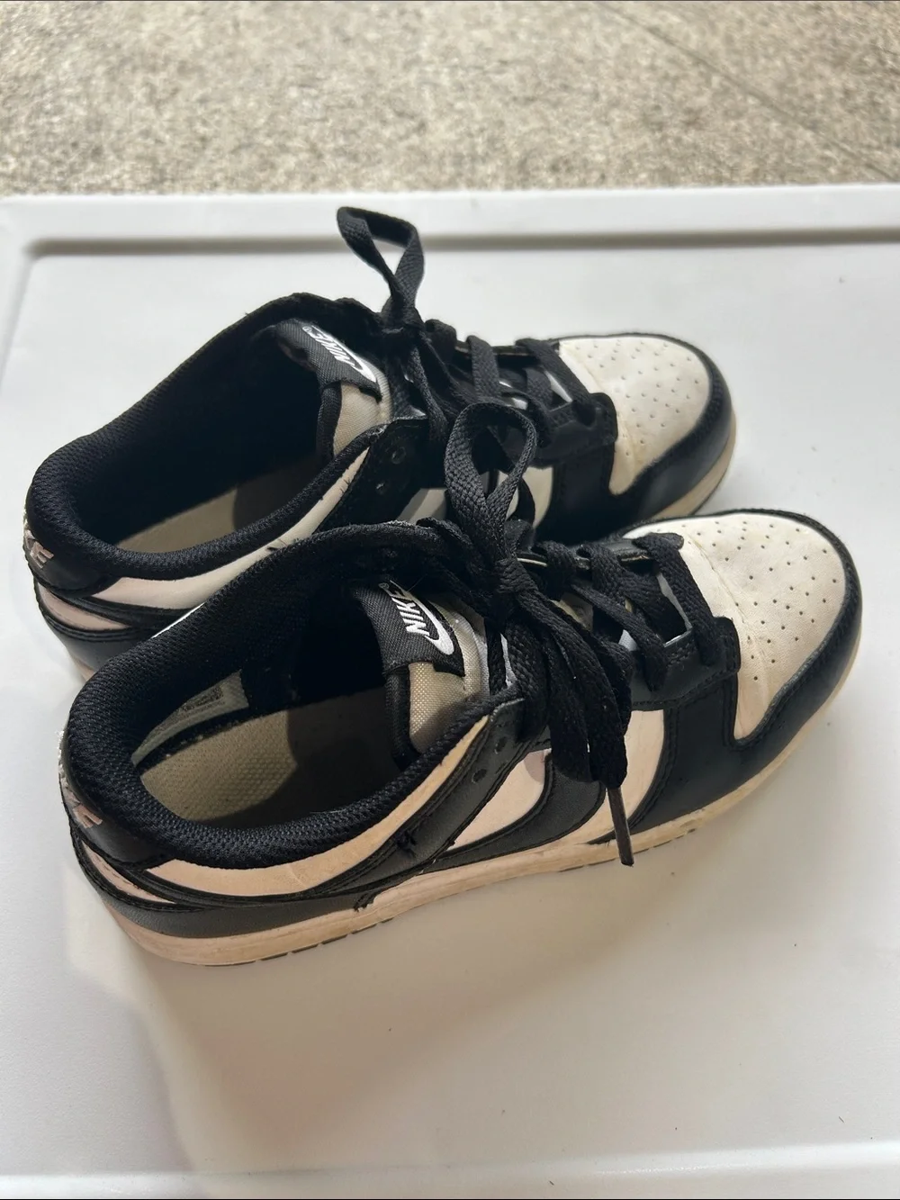 Nike Kids Black and White Low-Top Sneakers with Swoosh